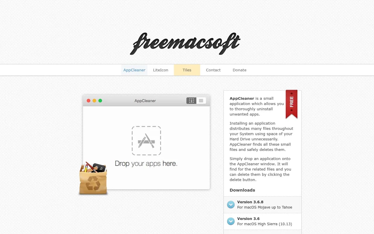 The AppCleaner page on freemacsoft.net, as it appeared on 10 September 2026