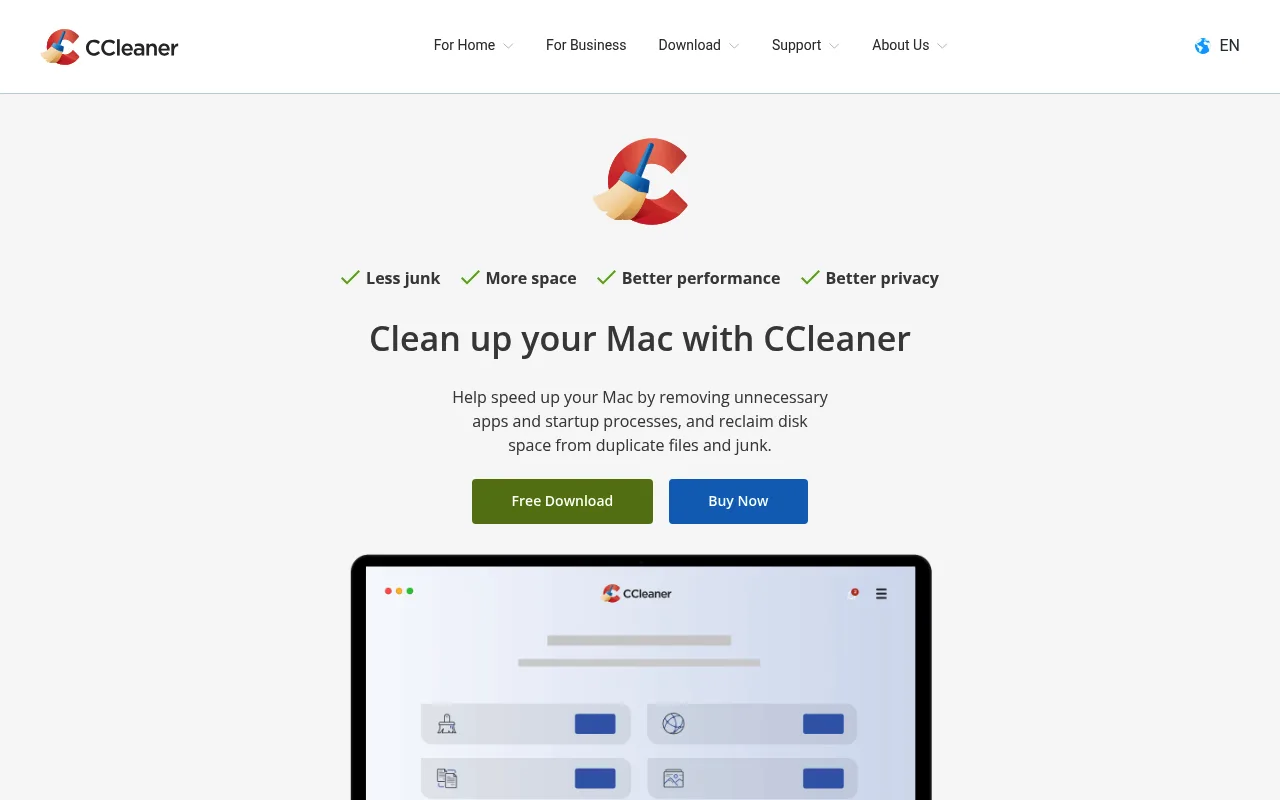 The CCleaner for Mac page on www.ccleaner.com, as it appeared on 10 September 2026