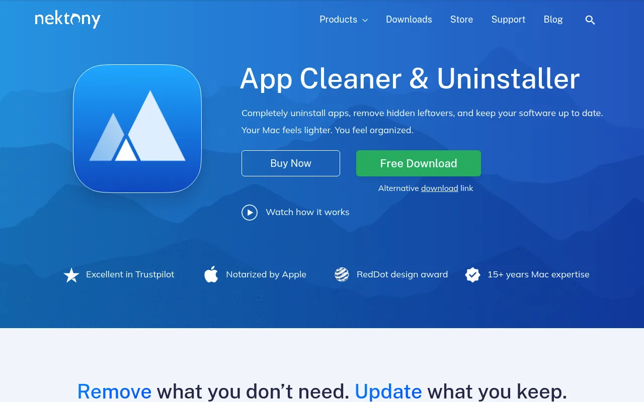The App Cleaner & Uninstaller page on nektony.com, as it appeared on 10 September 2026