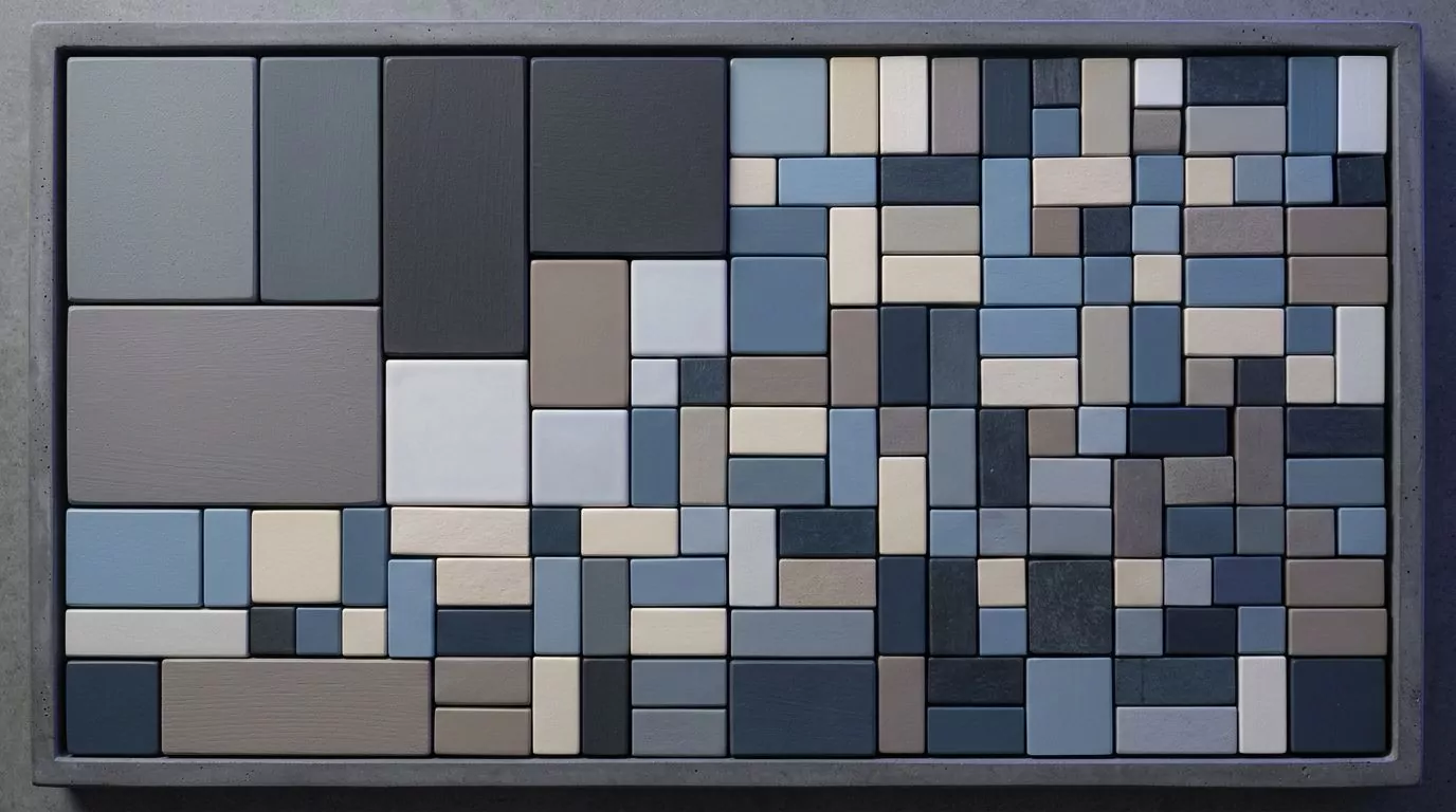 Tray packed with blocks whose areas match their share, the treemap disk mac idea in physical form