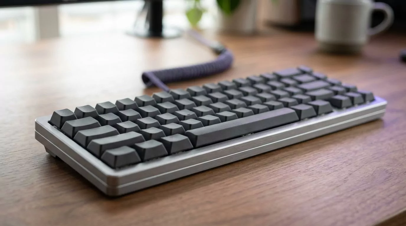 Close up of a low profile mechanical keyboard, standing in for the subl command line helper on a Mac